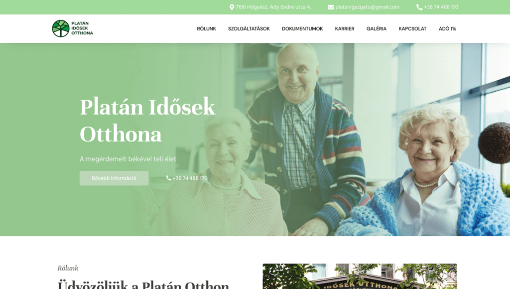 Platán idősek otthona referencia